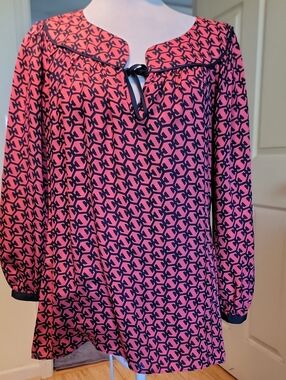 Vineyard Vines Women’s Pink Geometric Tie-Neck Dress